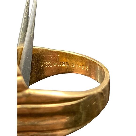 Vintage Brown Tiger's Eye Soldier Roman Centurion Cameo Ring in 12k Yellow GF - Picture 6 of 8